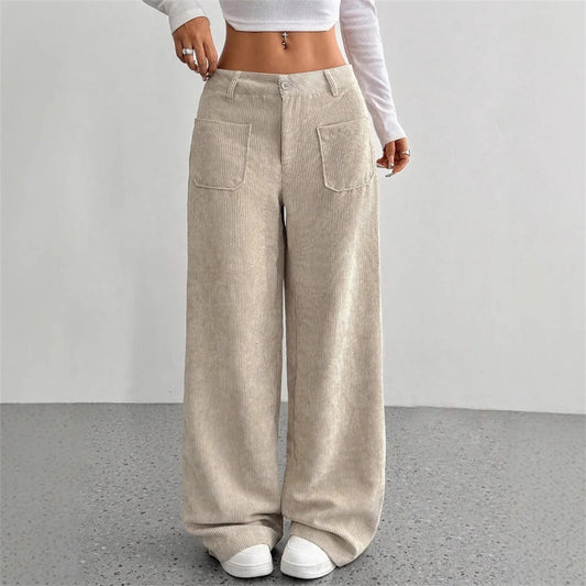 Retro Corduroy Wide-Leg Pants