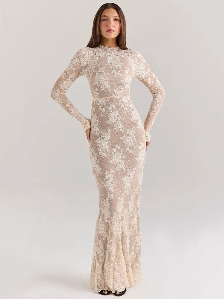 Lace Bodycon Maxi Dress