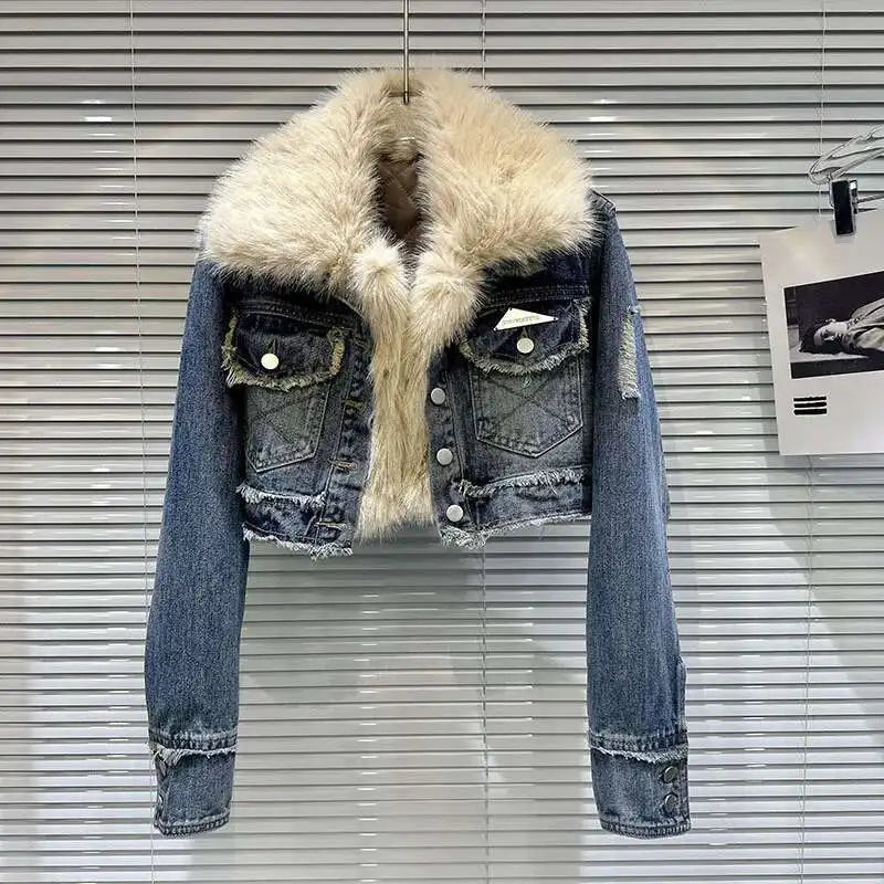 Women's Fur Collar Denim Jacket