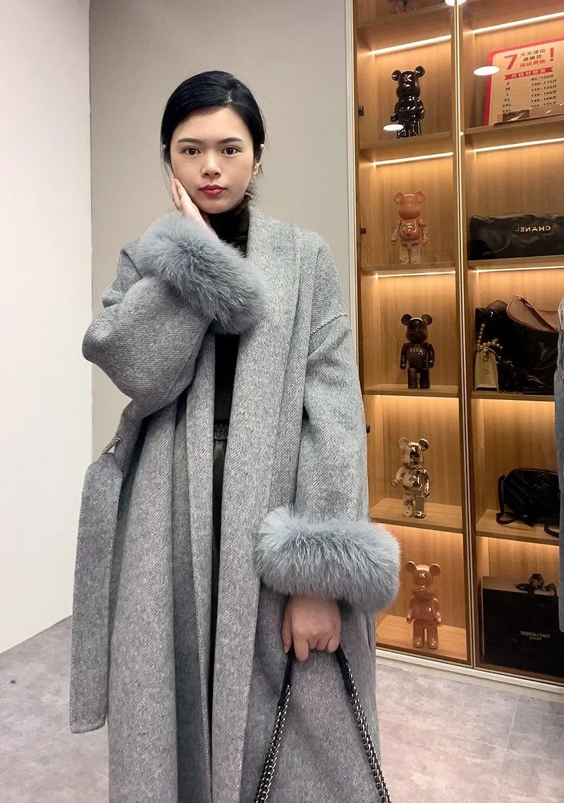 Women Wool Fur Coat
