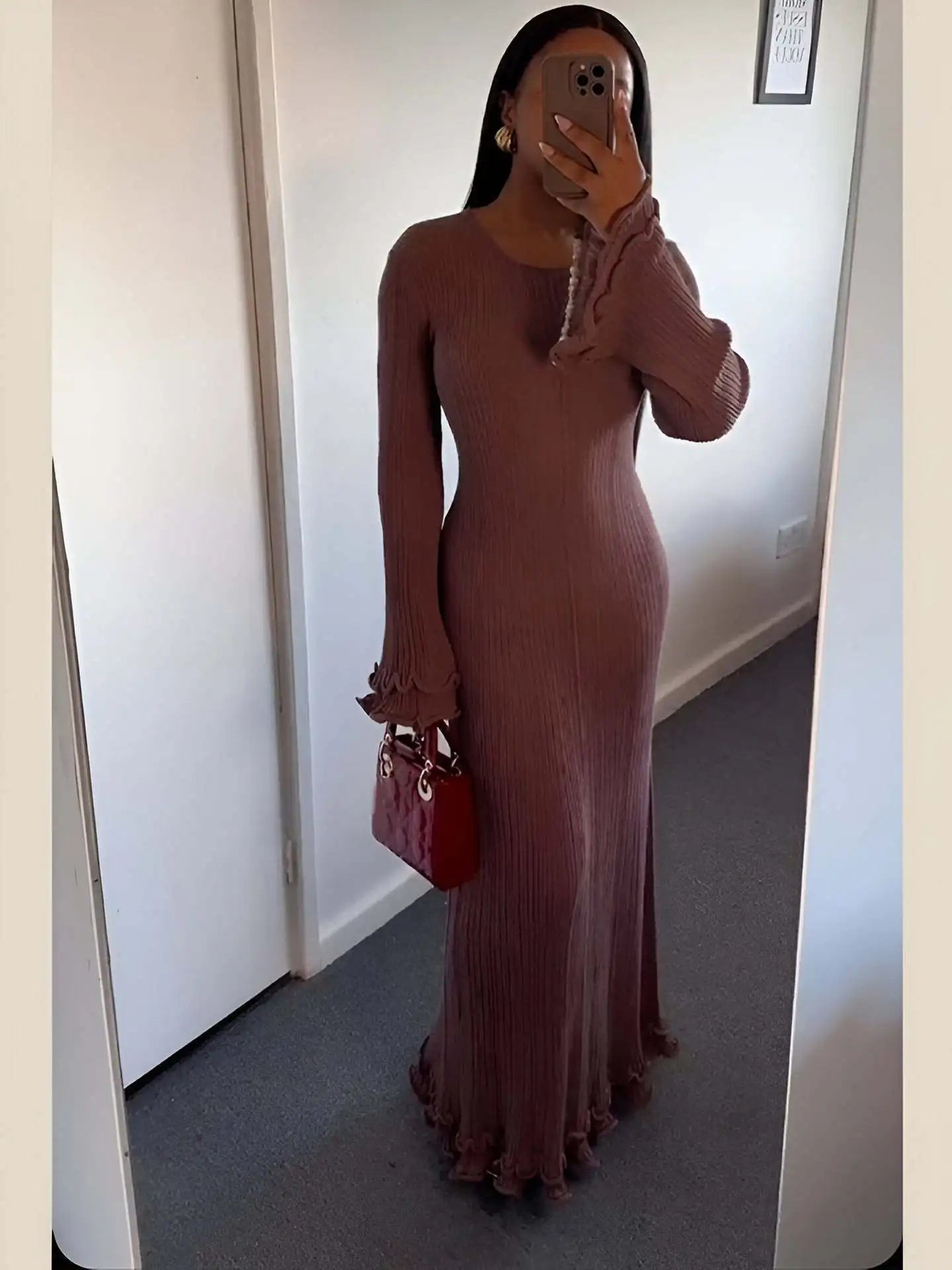 Women Lace-Up Maxi Dress