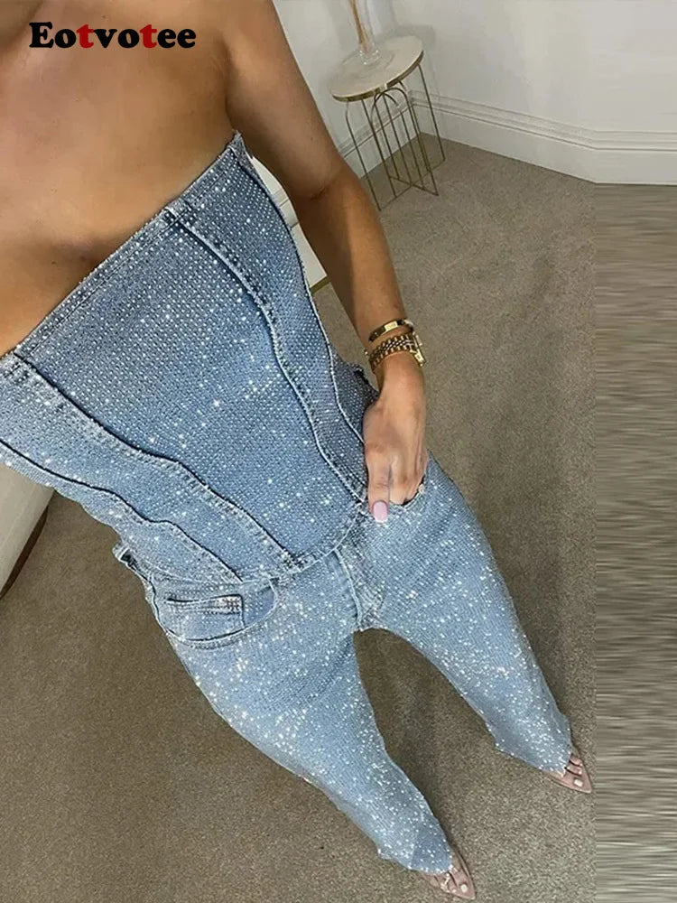 Women Rhinestone Two-Piece Set