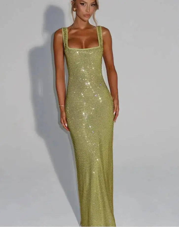 Sexy Backless Sequined Maxi Dress