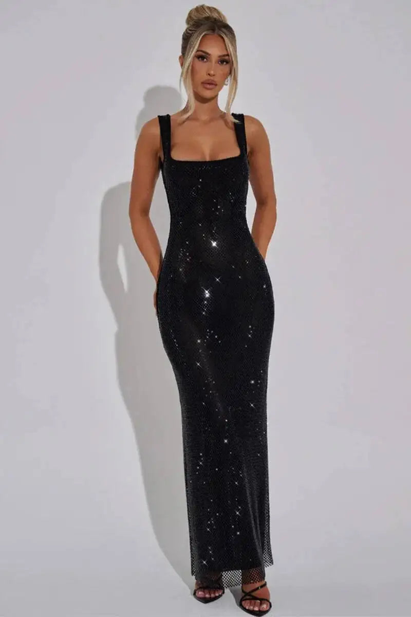Sexy Backless Sequined Maxi Dress