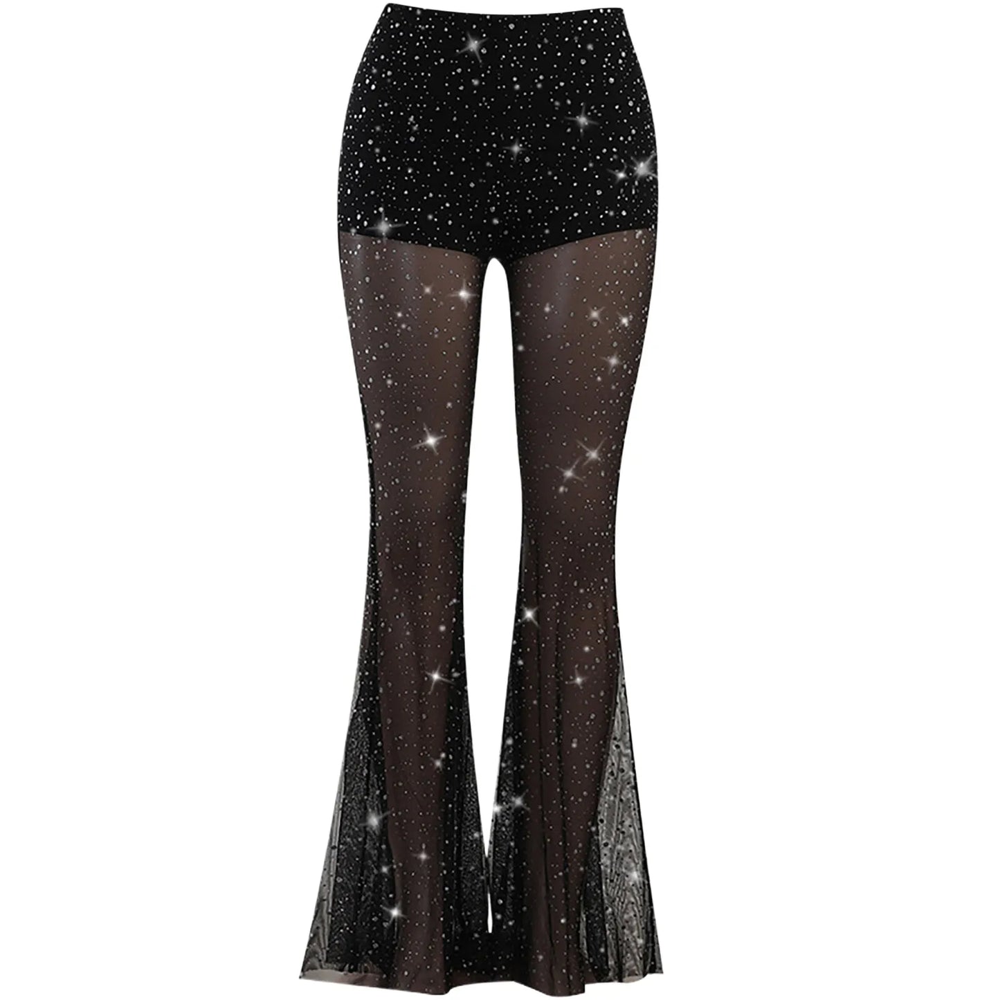 Rhinestone High-Waist Street Pants