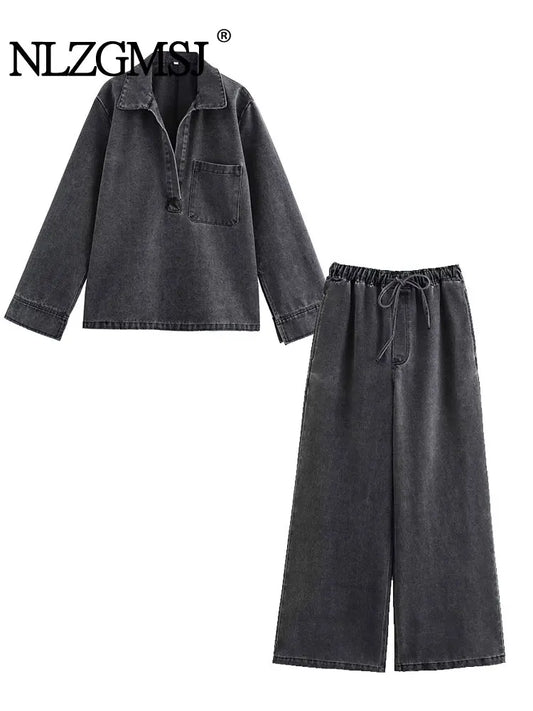 Two-Piece Denim Streetwear Outfit