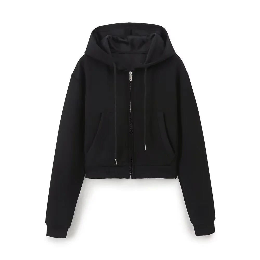 Zipper Hooded Pants Set