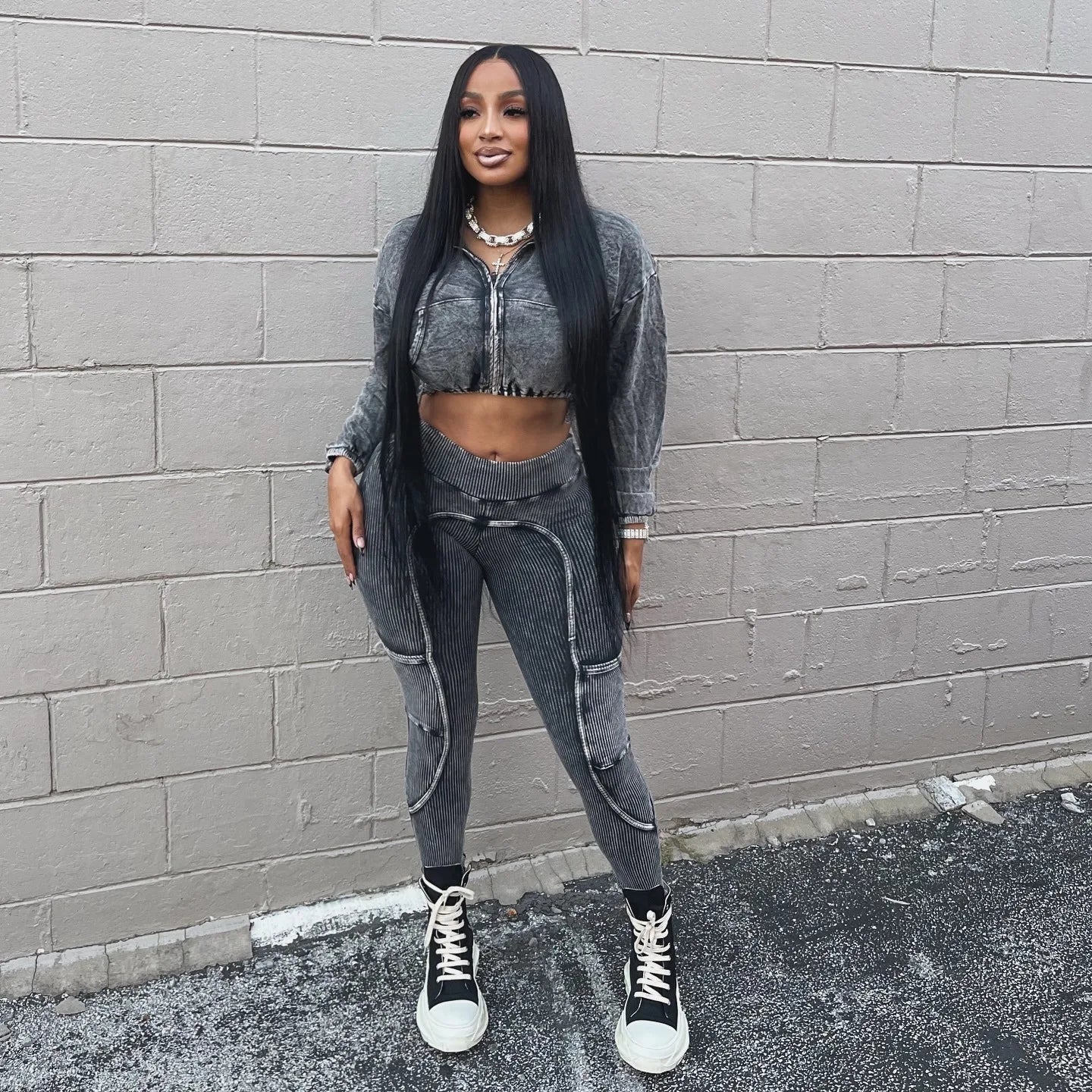 Washed Knitted Two-Piece Set