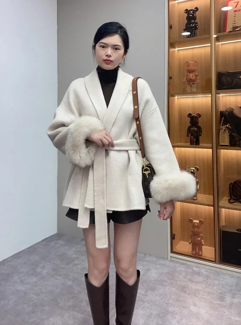 Women Wool Fur Coat