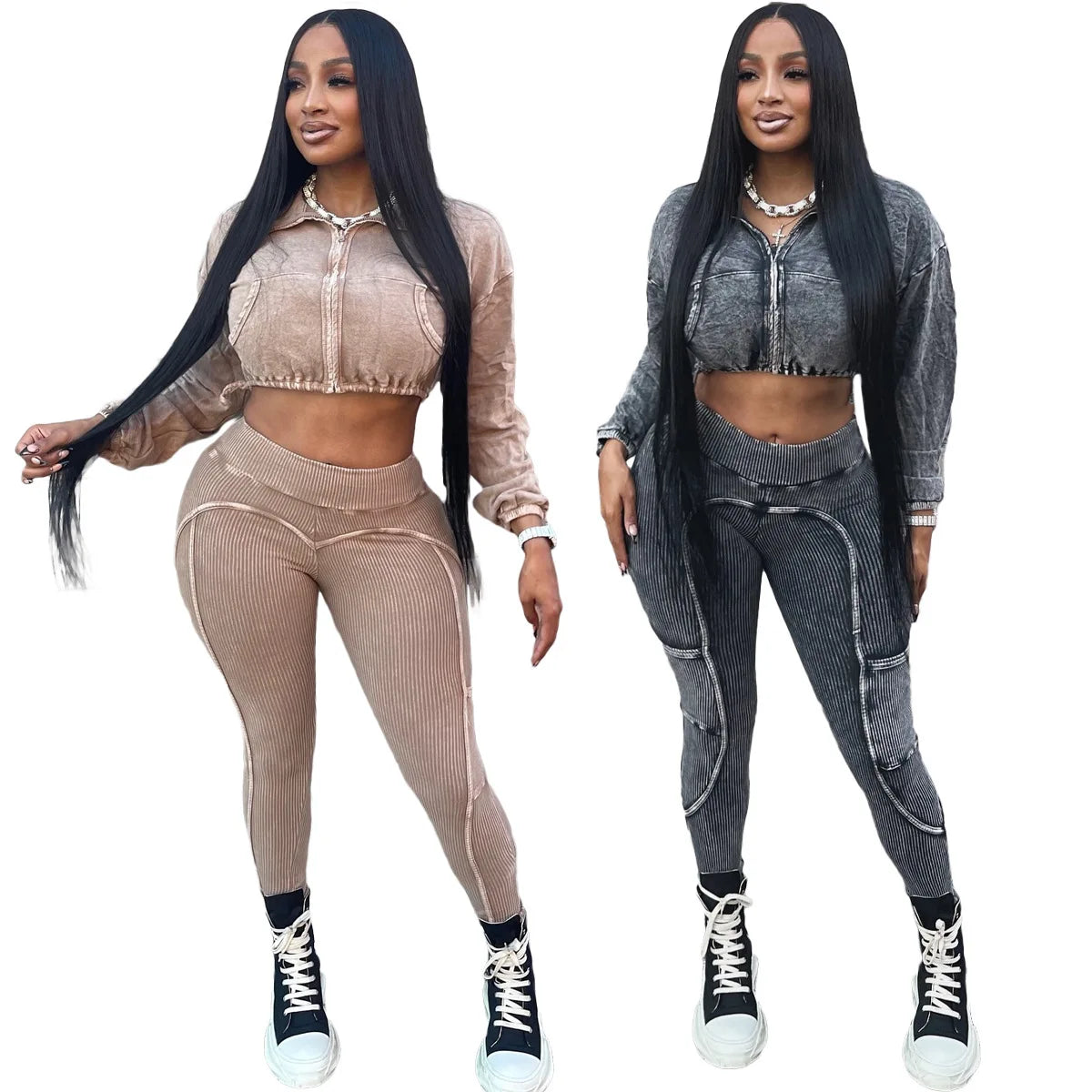 Washed Knitted Two-Piece Set