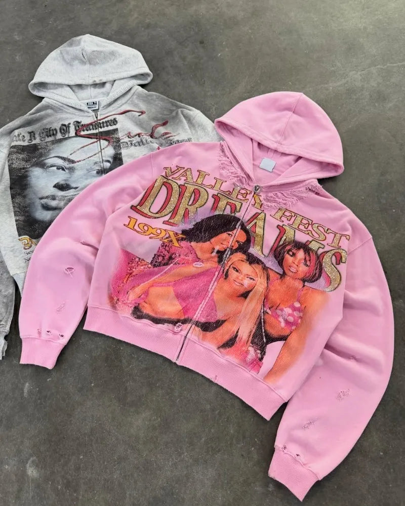 Y2K Cartoon Zipper Hoodie
