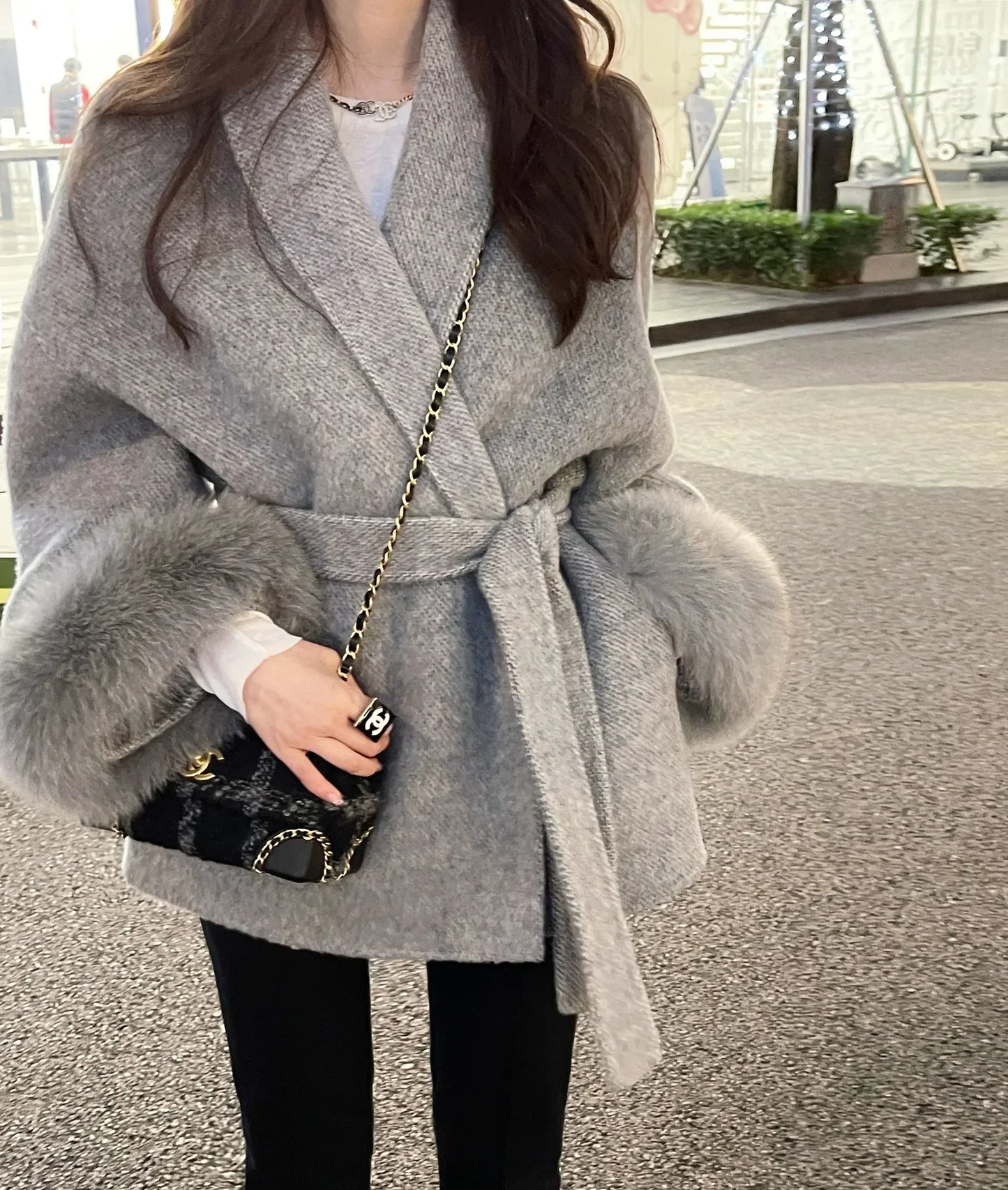 Women Wool Fur Coat