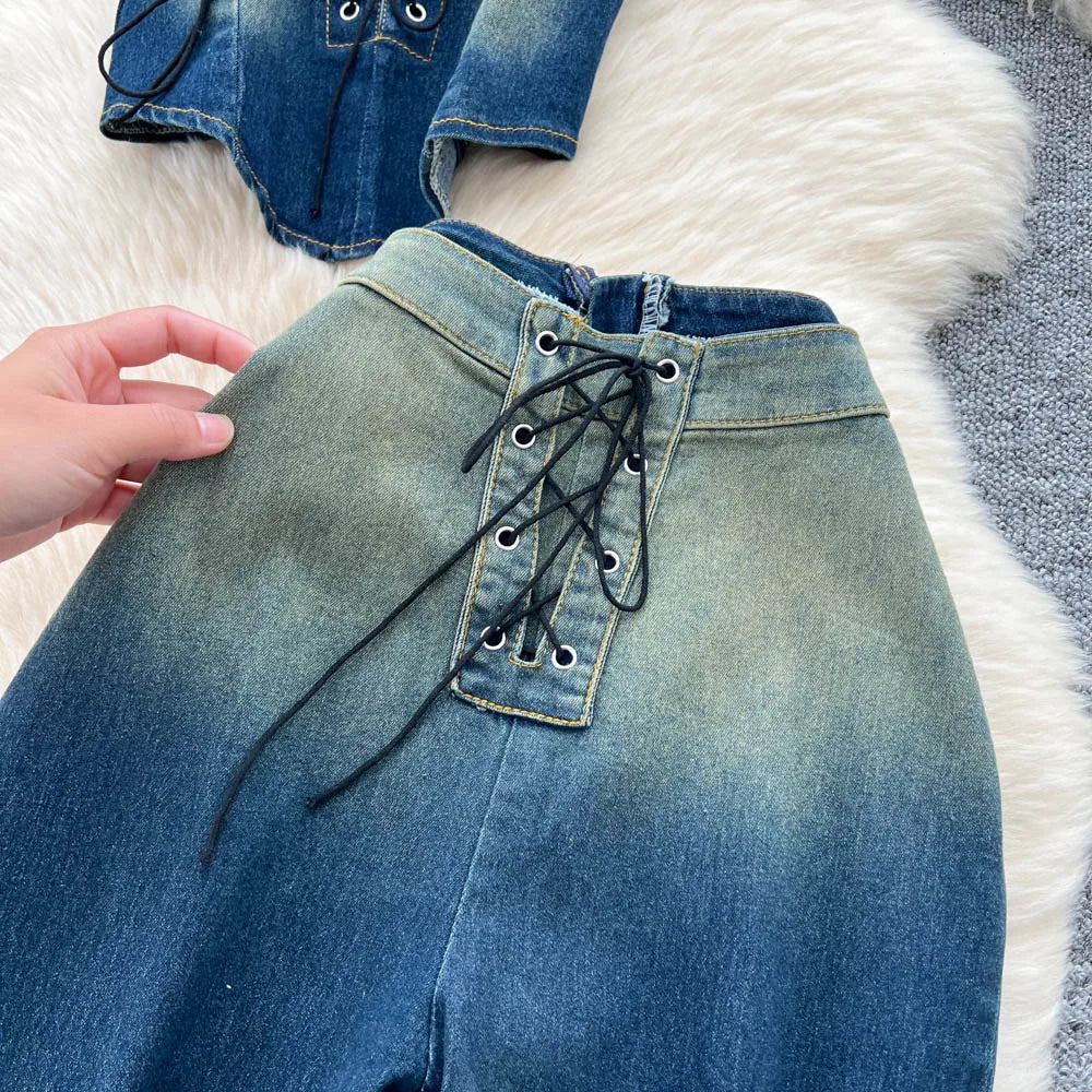 SINGREINY Women Denim Set
