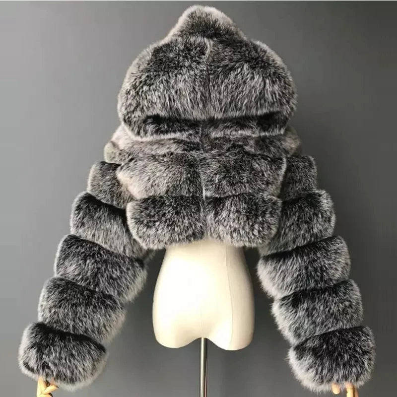 Faux Fur Cropped Fluffy Jackets