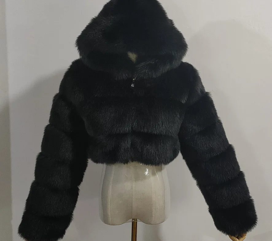 Faux Fur Cropped Fluffy Jackets