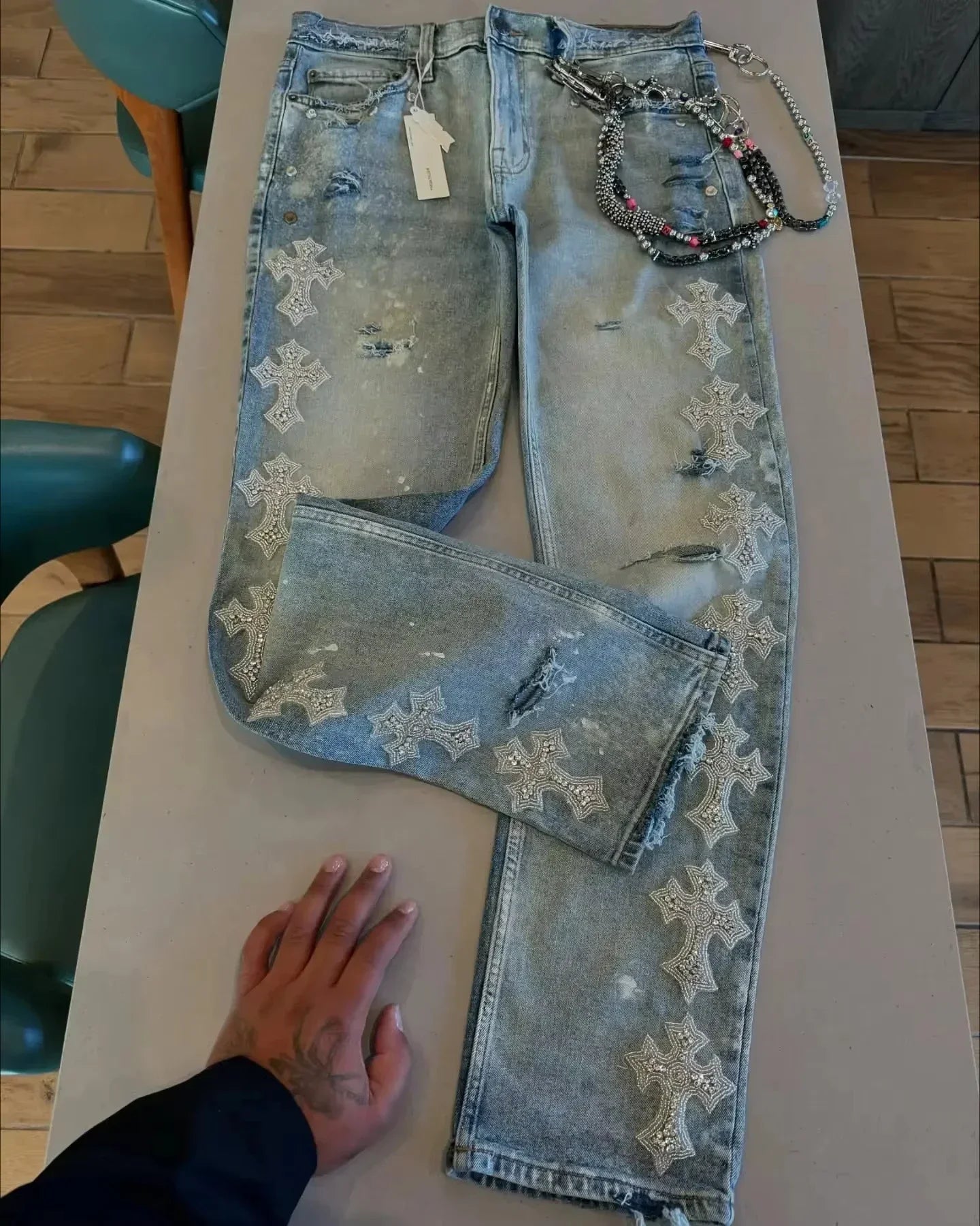 Y2K Rhinestone Sequin Jeans