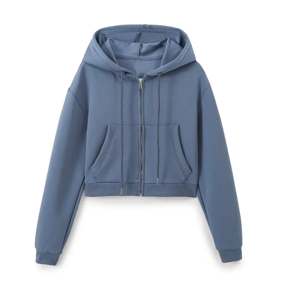 Zipper Hooded Pants Set