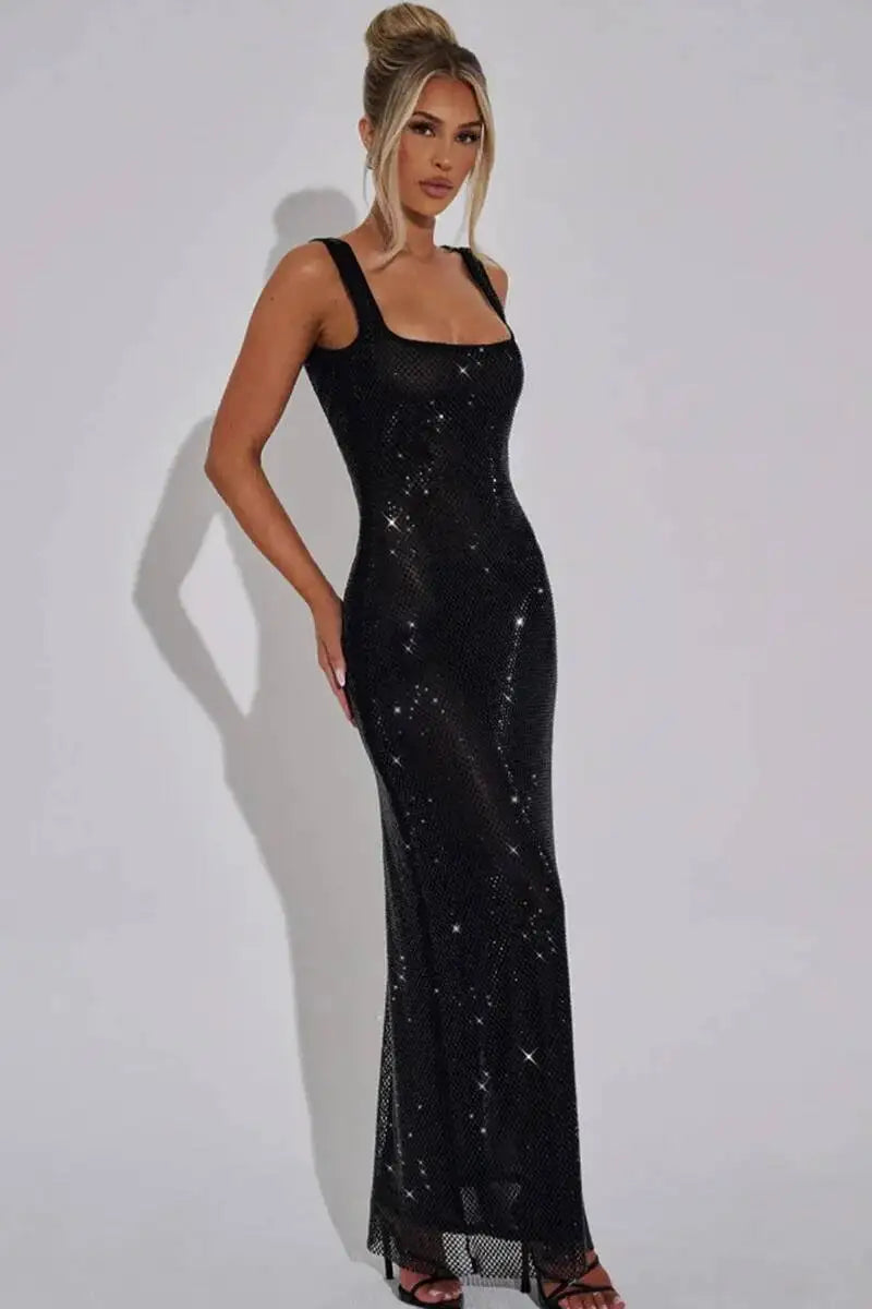 Sexy Backless Sequined Maxi Dress