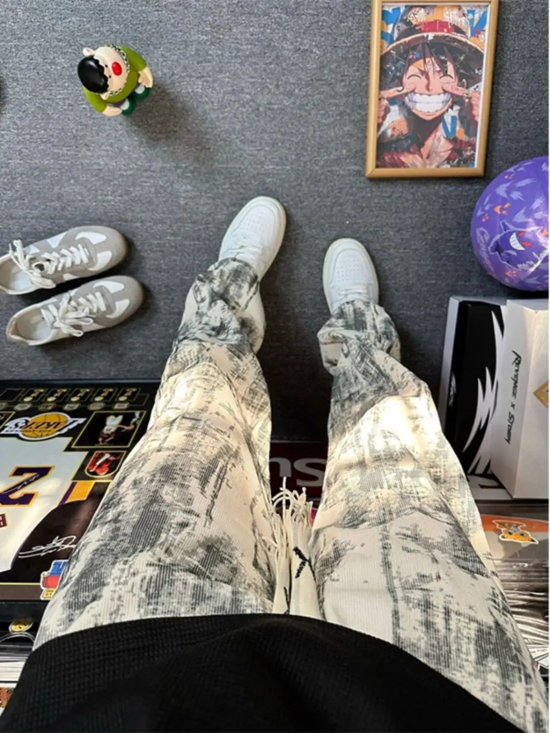 Retro Tie-Dye Straight-Leg Pants