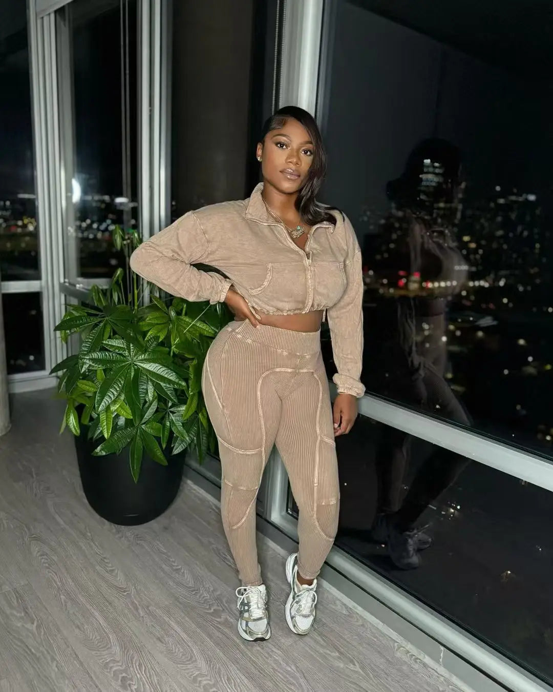 Washed Knitted Two-Piece Set