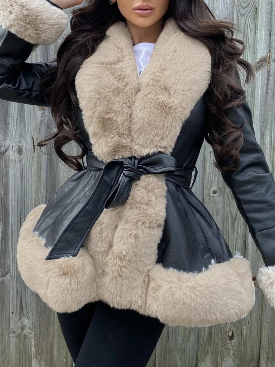 Women Leather Fur Jacket