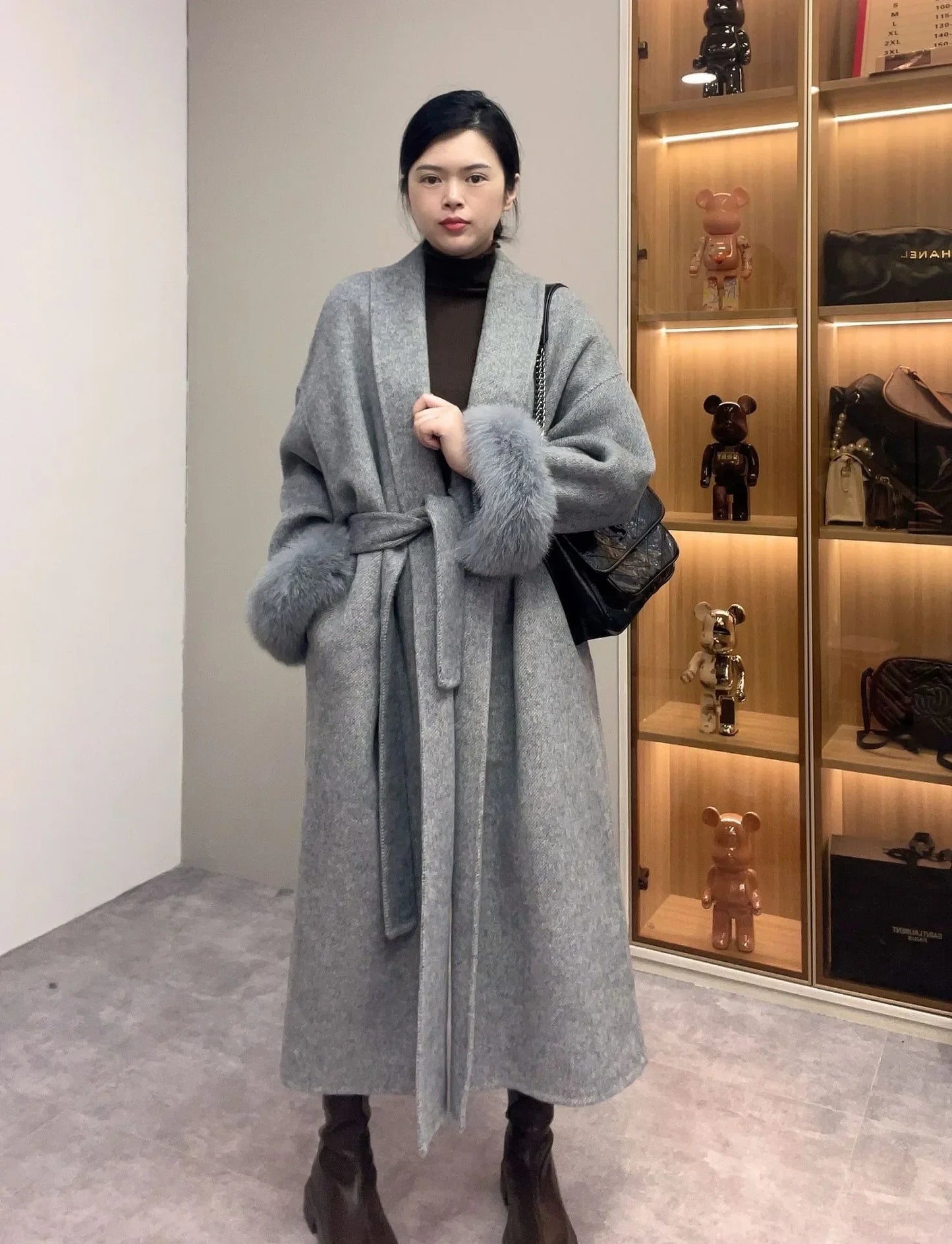 Women Wool Fur Coat