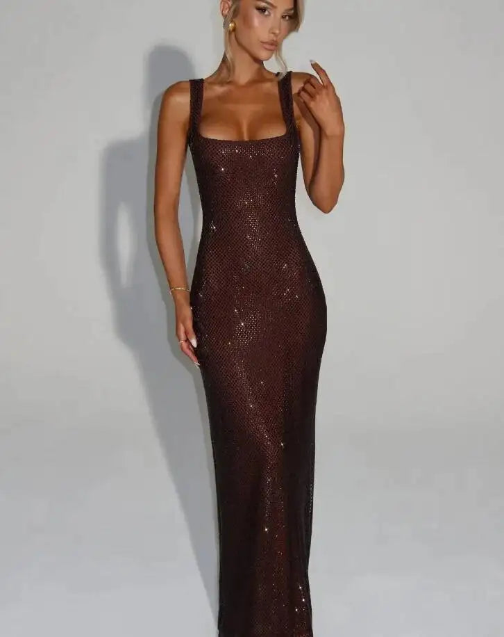 Sexy Backless Sequined Maxi Dress