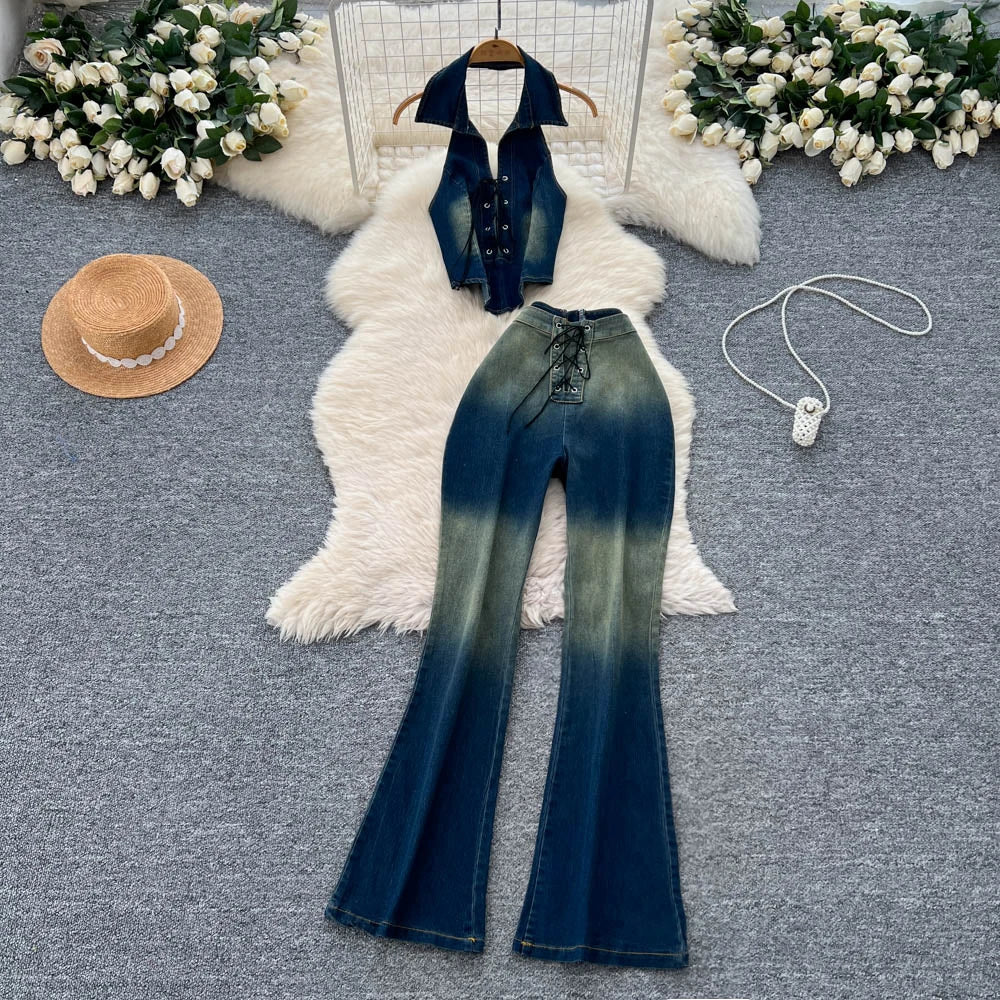 SINGREINY Women Denim Set