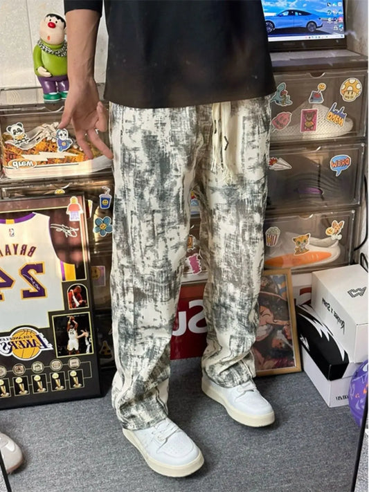 Retro Tie-Dye Straight-Leg Pants