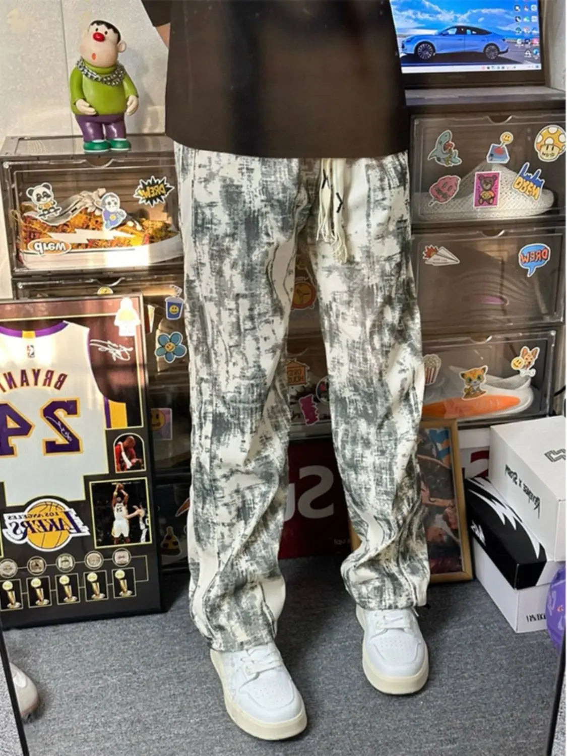 Retro Tie-Dye Straight-Leg Pants