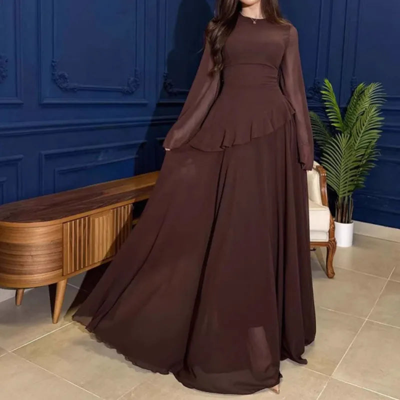 Women Flare Sleeve Ruffles Dress