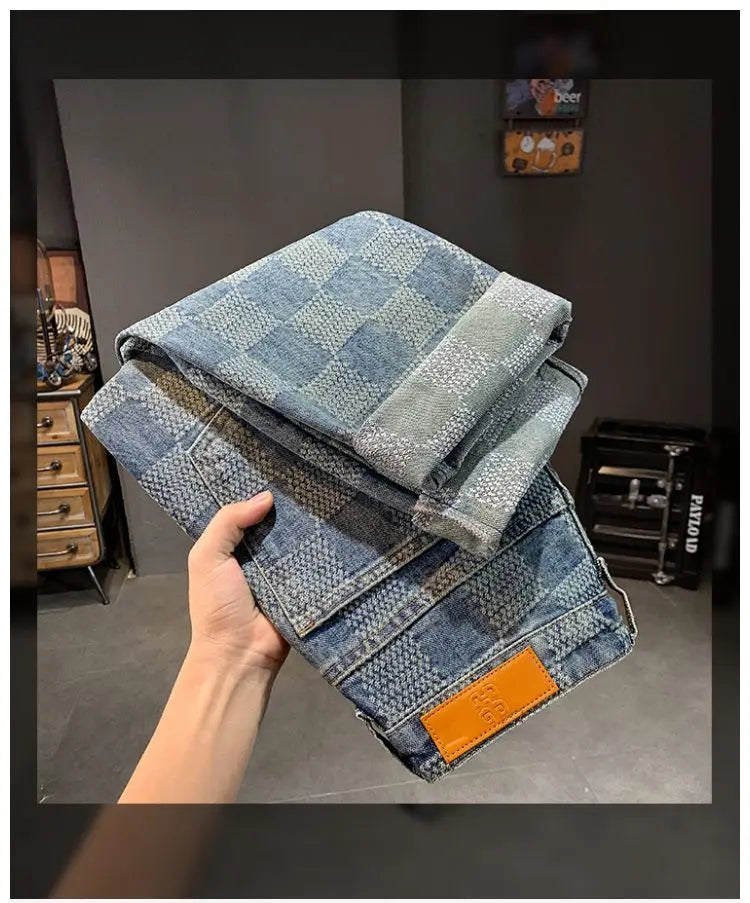 Men’s Plaid Denim Pants