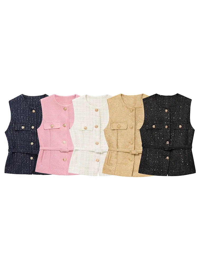 Metal Button Waistcoat Top