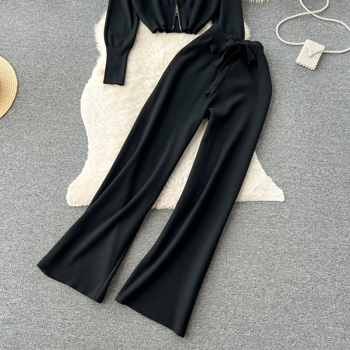Casual Zipper Two-Piece Set