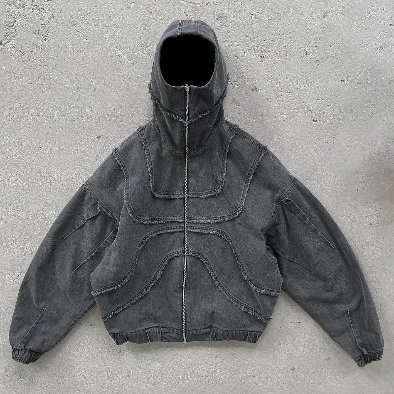 Y2K Denim Zip-Up Hoodie