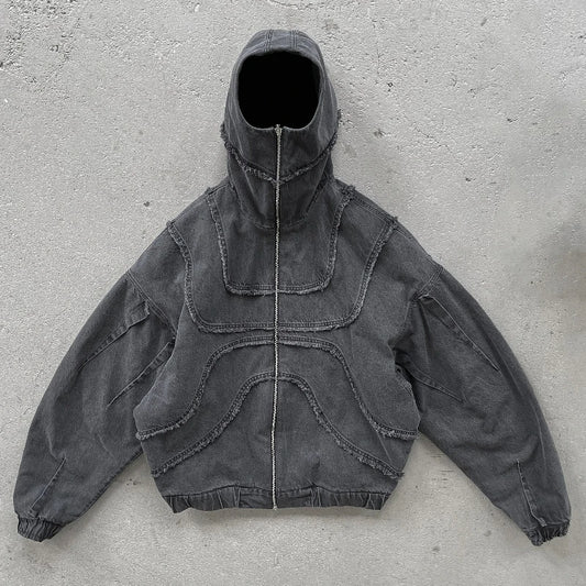 Y2K Denim Zip-Up Hoodie