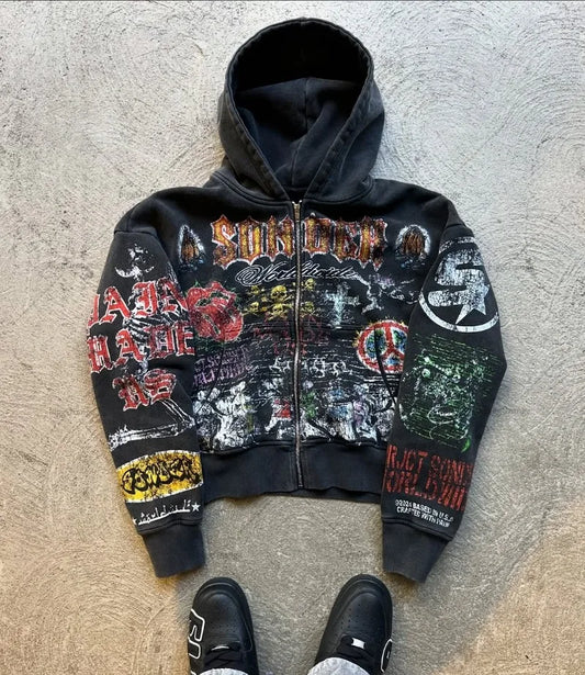 Retro Gothic Streetwear Hoodie