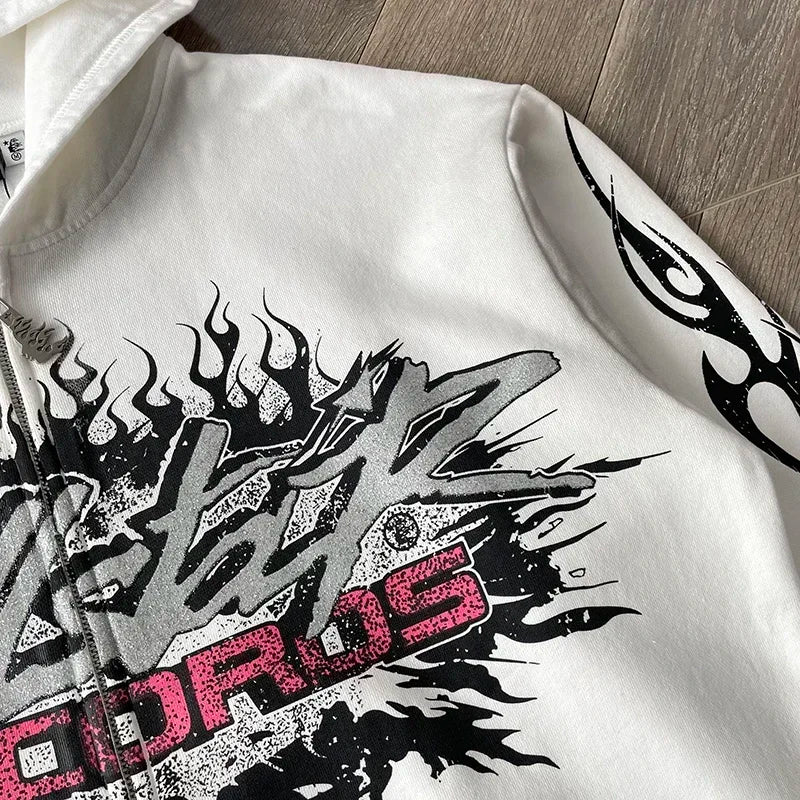 HS Flame Glitter Zip-Up Hoodie