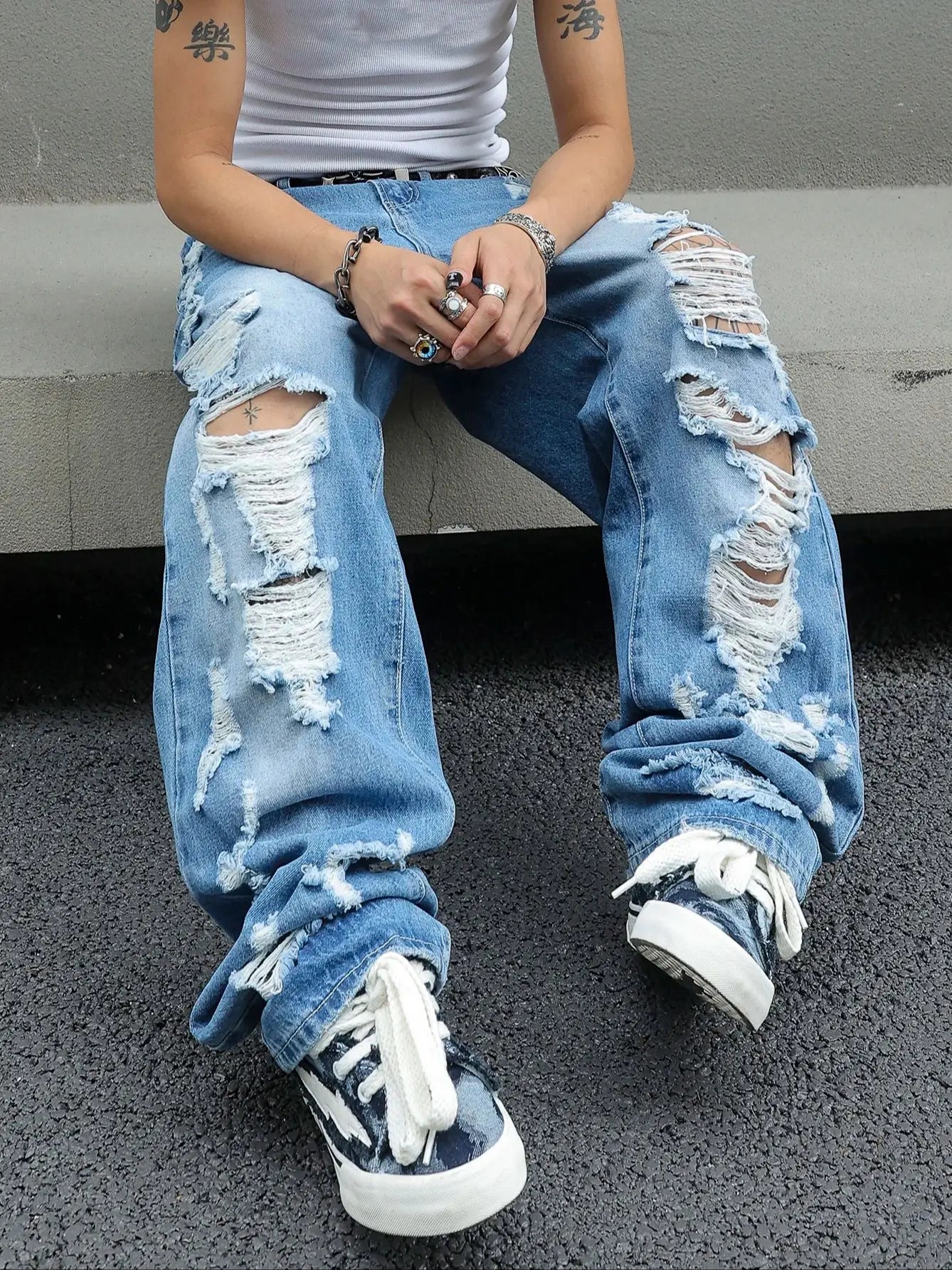 Y2K Ripped Baggy Denim