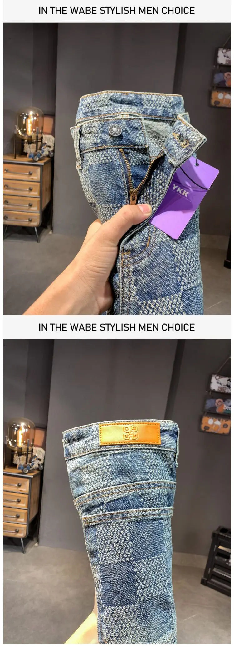 Men’s Plaid Denim Pants