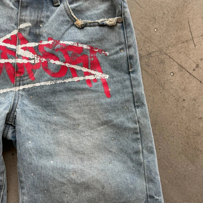 Y2K Graffiti  Distressed Shorts