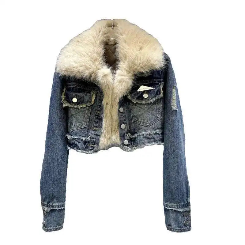 Women's Fur Collar Denim Jacket