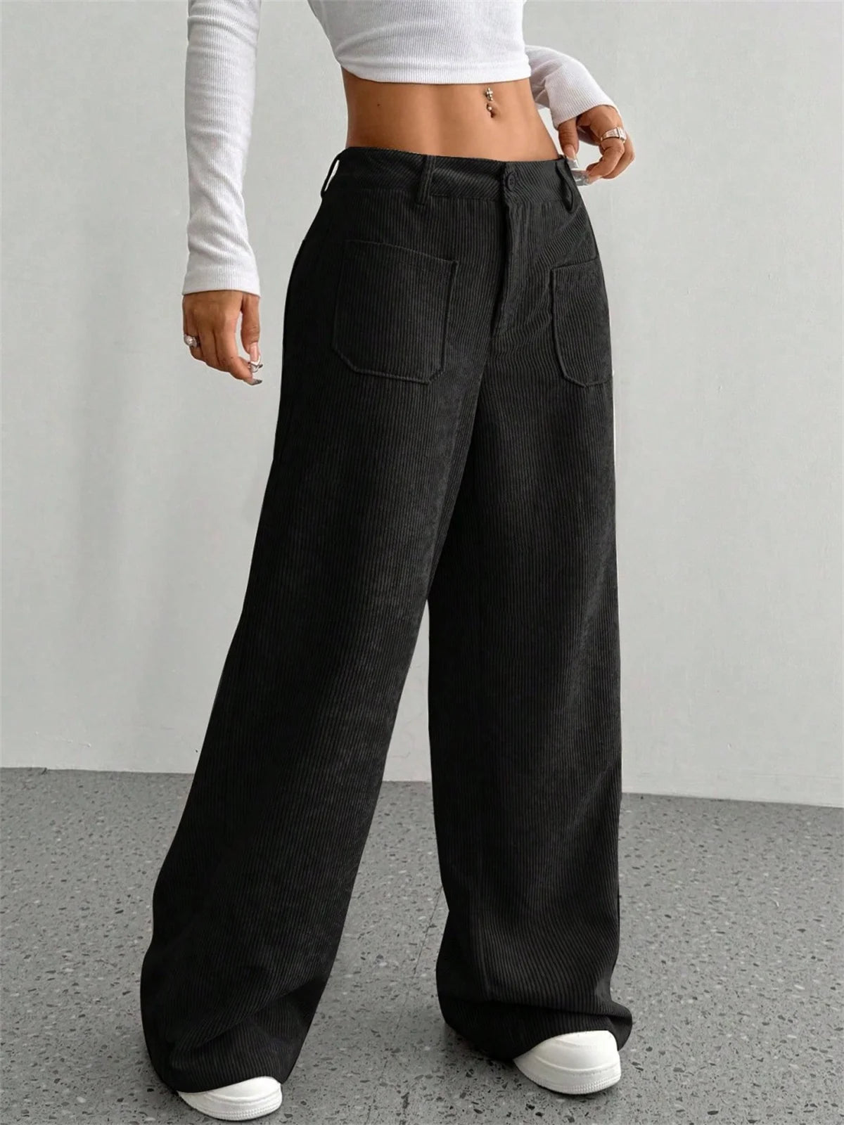 Retro Corduroy Wide-Leg Pants