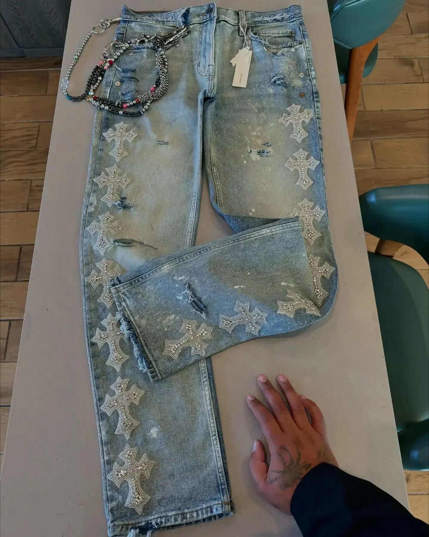 Sequin Rhinestone Jeans