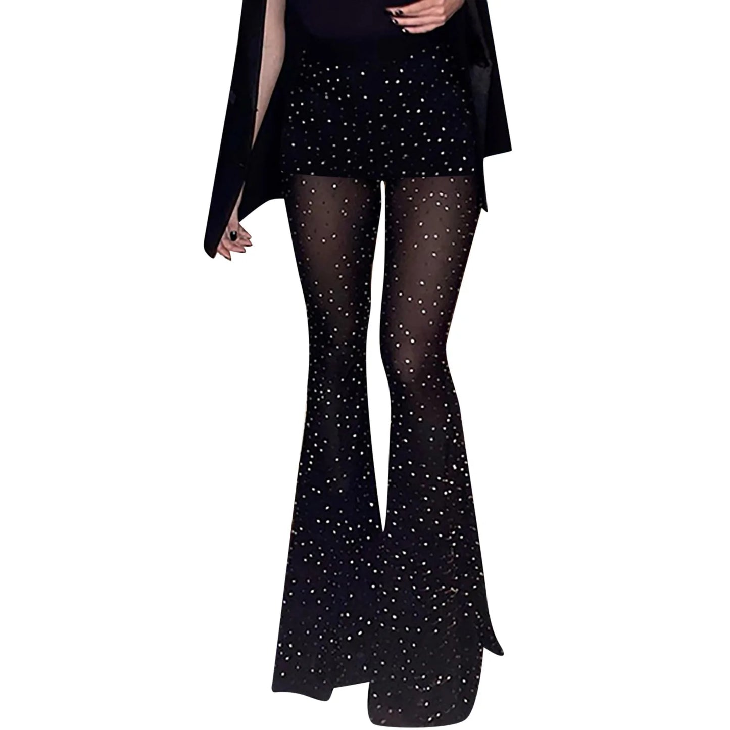 Rhinestone High-Waist Street Pants