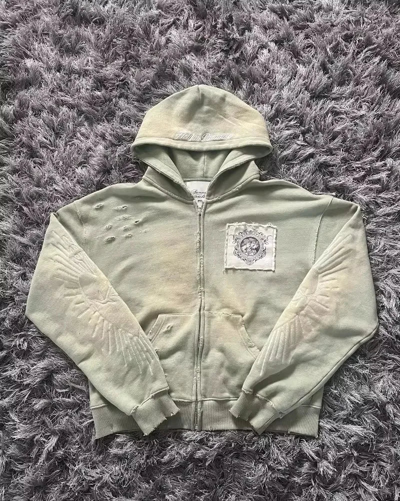 Embroidery Patch Sweater Hoodie