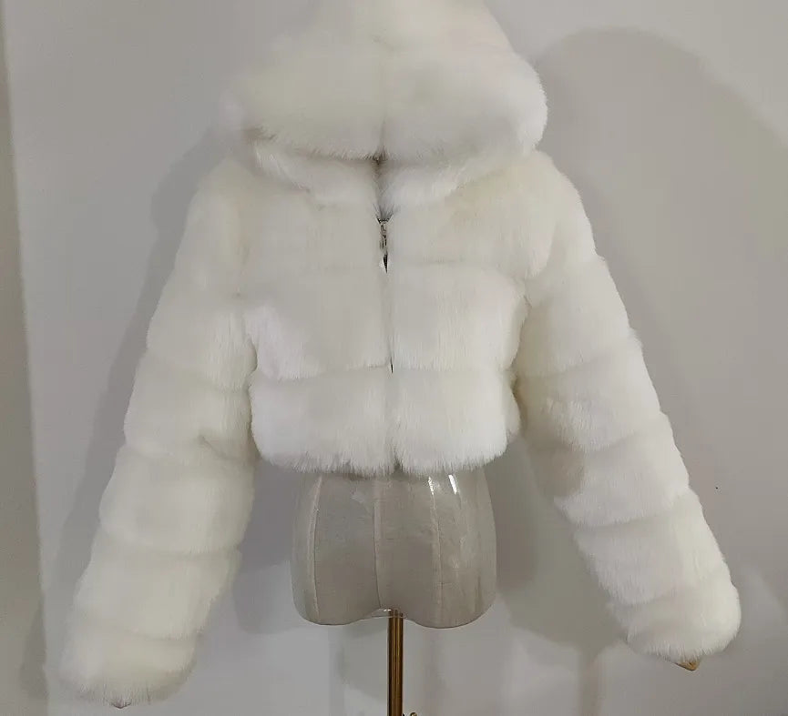 Faux Fur Cropped Fluffy Jackets