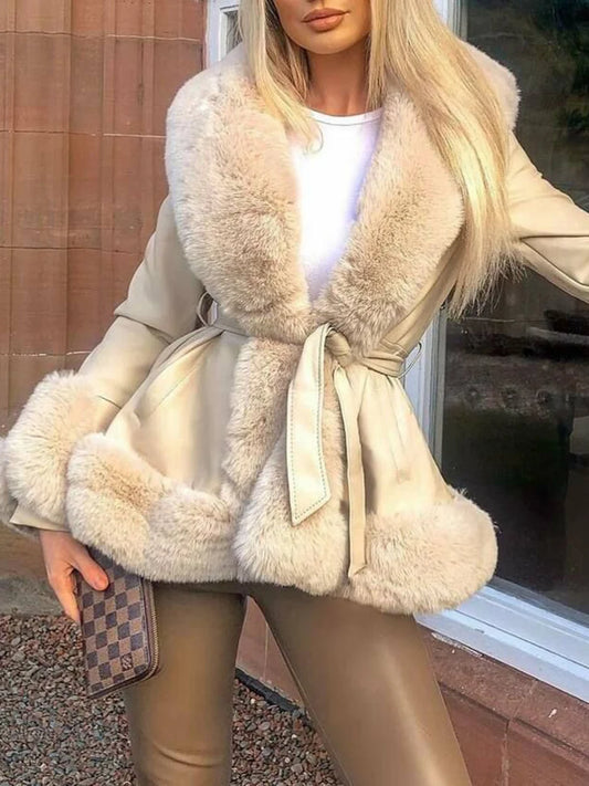 Women Leather Fur Jacket