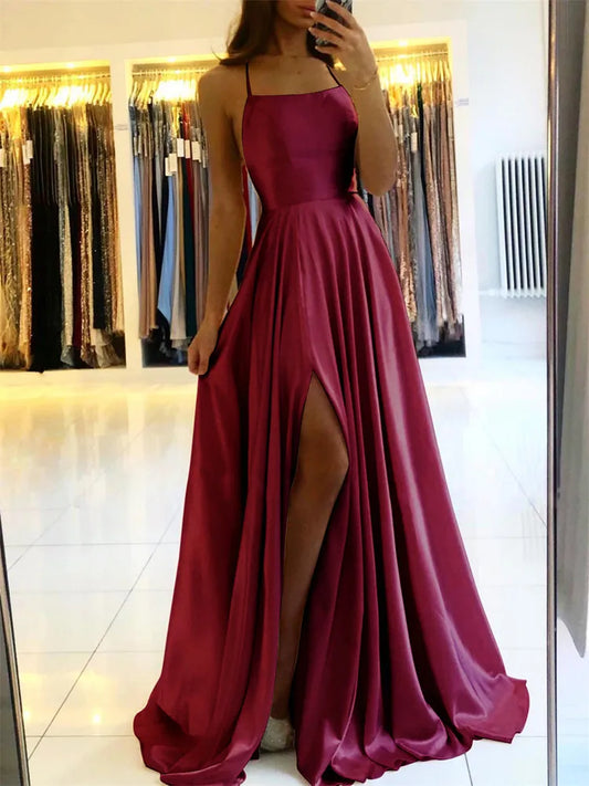 Satin Side Slit Dress