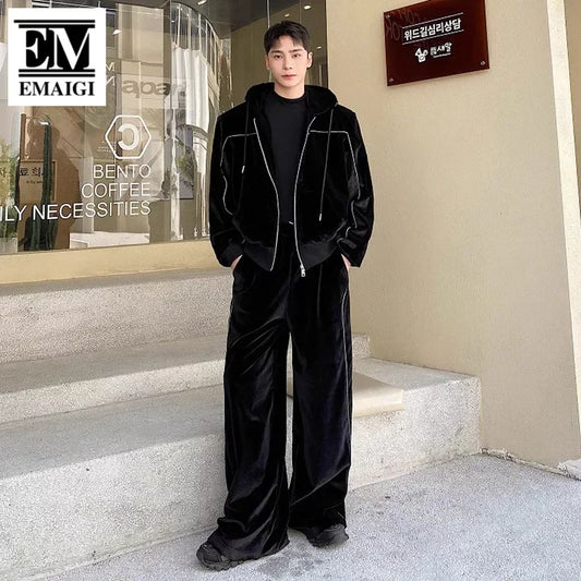 Korean Velvet Streetwear Set